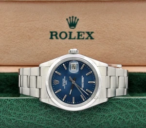 Rolex Oyster Perpetual Date Ref. 1500 - blaues Zifferblatt - Stahlarmband - Bild 1 von 8