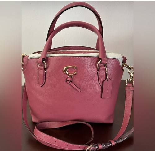 Borsa a tracolla Coach Remi nuova con etichette rossa rosa ciottolata in pelle $398