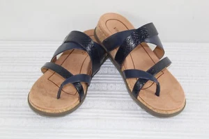 Vionic Women's Anelle Thong Leather Sandals 8.5 Dark Blue Pre-owned - Good - Picture 1 of 9