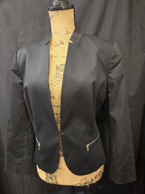 复古 Nine West 黑色西装外套,带钩 + 眼睛闭合,14 码,二手状况完好! — 第 1/4 张图片