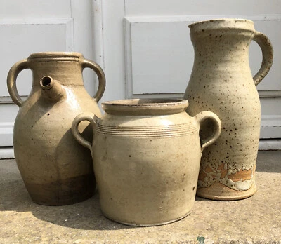 Lot : 2 Anciens Pot Cruche Vinaigrier en Grès ( Voir Details 1 Déjà Vendu ) - Photo 1/4