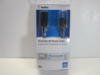 Belkin Computer AC Power Cable, 6ft - Black (Brand New Sealed) - Image 1 of 4