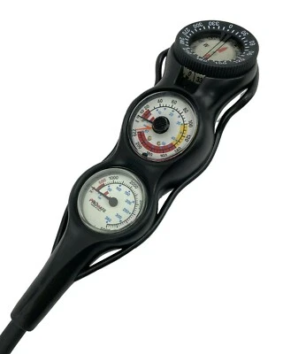 Promate In Line 3 Gauge Console Scuba Dive Pressure, Depth, Compass PSI & BAR