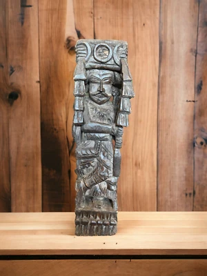 Antique Old Wooden Hand Carved Watchman Man Rare Figurine 24" Statue Home Decor - Imagem 1 de 4