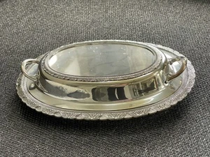 Vintage verzierte ovale versilberte bedeckt Servierschale 12”x9” - Bild 1 von 11