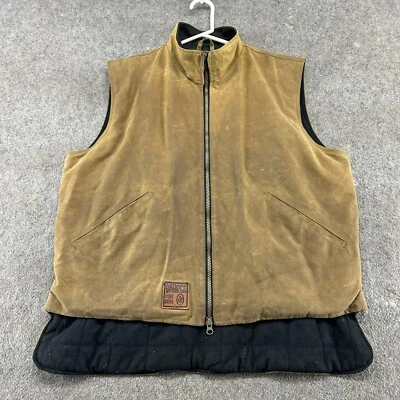 Outback Trading Vest Mens L Brown Fleece Lined Oilskin Tin Cloth Waxed Sawbuck - Image 1 of 4