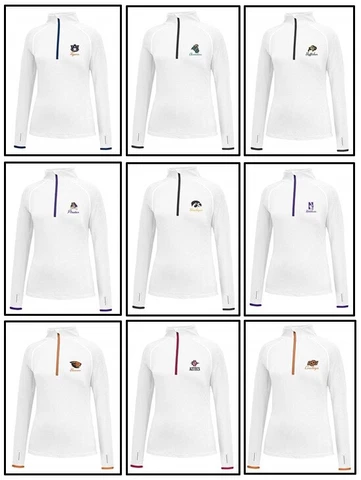 J America NCAA Women's Script Logo Power Through Poly 1/2 Zip Jacket Pullover Cover