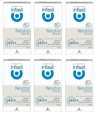 6x Infasil Detergente Intimo Neutro Delicato Intimreiniger Intimseife 200ml