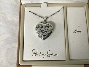 New in Box - Older Sterling Silver Heart LOVE Locket Necklace Macy's $100 Retail - Picture 1 of 9