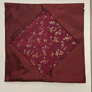 Vintage Chinese Asian Silk ? Pillow Throw Covers 16 x 16 Zipper Set of 2