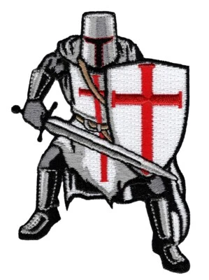 KNIGHTS TEMPLAR ARMOR iron-on PATCH embroidered CRUSADES RELIGIOUS MILITARY - Image 1 of 2