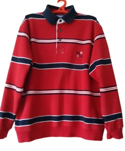 Baileys Henley Polo Druckknöpfe gestreift Baumwolle rot marine weiß Logo 2XL Resort Reise - Bild 1 von 10
