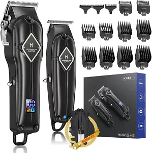 Hair Clippers & T Blade Trimmer Professional Cordless Barber Cutting Trimmer Set - Picture 1 of 8