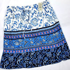 Loft Skirt Elastic Waist New Pull On Lined Blue Floral Rayon Womens Sz M Petite