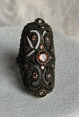 Park Lane Isabella Ring Size 6 Antique Gold Brass Tone Golden Topaz Brown Accent - Image 1 of 4