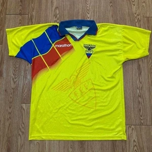 Vintage 1996/1998 Ecuador FEF Marathon Home Soccer Football Collared Jersey L - Picture 1 of 8