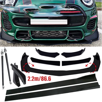 For MINI Cooper S JCW F55 F56 Front Bumper Lip Spoiler Splitter Car Body Rear Foto 1 de 4