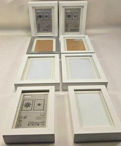Lot Of (8) NEW/USED IKEA Ribba 5x7 & 4x6 Size White Photo Picture Frames Bundle - Picture 1 of 14