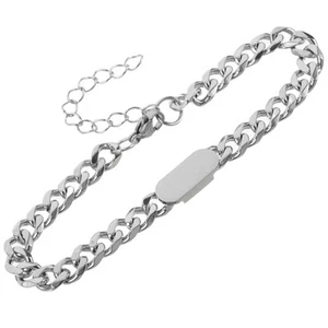 Bracelet Carved Letter Men's Bracelets for Man Chains Boys Cuban - Imagen 1 de 12