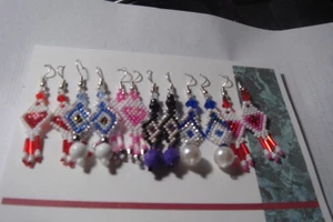 HANDMADE BEADED EARRINGS 6 pairs - Picture 1 of 1