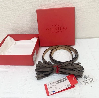 VALENTINO GARAVANI Suede Belt Brown Leather Fringe Women's Accessory with Box - Image 1 of 4