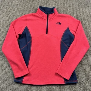 The North Face Youth Girls L 1/2 Zip Pullover Fleece Sweater Neon Pink Blue - Picture 1 of 6