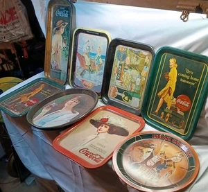 Lot of 8 Vintage Coca-Cola Trays From 70s-90s Good Vintage Cond.  - Picture 1 of 15