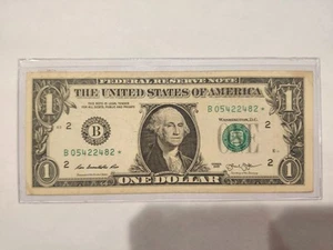 RARE-ERROR DC 2013 B Duplicate $1 Star Note Serial # B 05422482* - Picture 1 of 2
