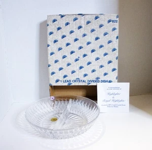 Dish 8” Lead Crystal Divided #822 Princess House Highlights Collection NEW - Picture 1 of 16