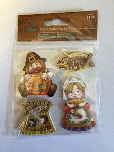 Harvest Handmade Thanksgiving Stickers - Pilgrims - New In Package - Picture 1 of 5