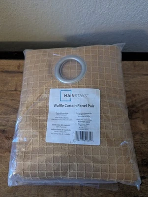 Par de painéis de cortina de janela 63" L x 76" W waffle marrom manteiga ilhó 2 peças - Imagem 1 de 3