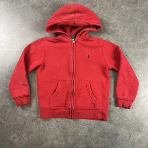 Polo Ralph Lauren Hoodie Youth 7 Red Full Zip Minor Flaws Pockets - Picture 1 of 15