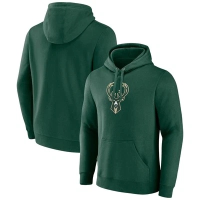 Men's Fanatics  Hunter Green Milwaukee Bucks Primary Logo Pullover Hoodie - Image 1 of 3
