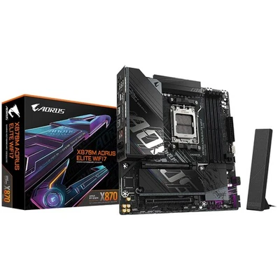 Gigabyte AMD X870M AORUS ELITE WiFi7 motherboard AM5 DDR5 Micro ATX M.2 PCIe - Image 1 of 3