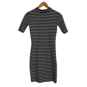 T By Alexander Wang Knit Dress Bodycon Mini Shirt Dress Mock Neck  - Picture 1 of 10