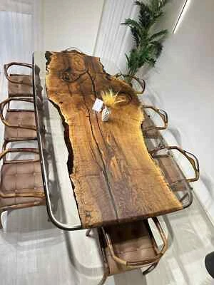 Handmade Walnut Office Desk – Clear Epoxy Resin Meeting Table top - Image 1 of 4