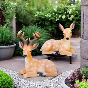 2x Resin Deer Figurine Garden Deer Statue for Park Backyard Fairy Garden