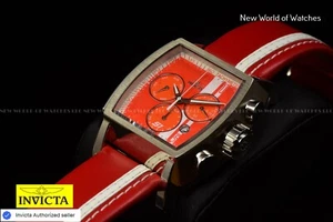 Invicta S1 RALLY Race Team 48mm Chronograph RED/WHITE Dial Men's Leather Watch - Picture 1 of 13