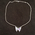 ABALONE INLAY BUTTERFLY SILVER TONE NECKLACE - 80
