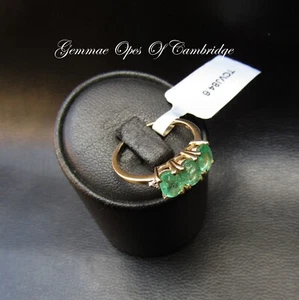 New 9ct Emerald and Diamond Trilogy Ring Size L 2.05g Hallmarked - Picture 1 of 10