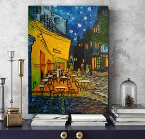 VAN GOGH TERRACE NIGHT CAFE ARTIST DEEP FRAMED CANVAS WALL ART OR POSTER PRINT - Picture 1 of 4