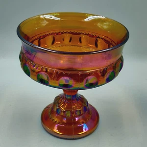 Vintage Indiana Carnival Glass Candy Dish Kings Crown Bowl Gold Home Decoration - Picture 1 of 6