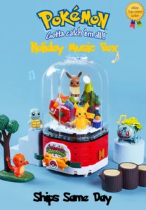 Caja de música oficial Pokémon Felices fiestas conjunto de bloques de construcción juguete divertido creativo - Imagen 1 de 5
