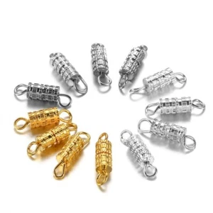 60Pcs Brass Screw Clasps Barrel Jewelry End Tip Caps Jewelry Findings 14x4mm - Picture 1 of 9