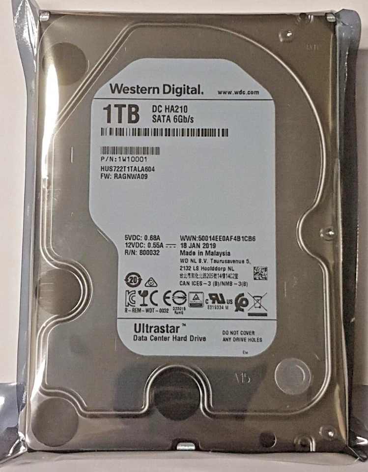 1 TB SATA Western Digital Dc HA210 HUS722T1TALA604 7.2K 128MB 3.5 Hard Drive New - Image 1 of 1
