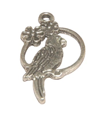 Dije de loro en percha plata tibetana J1239 Foto 1 de 4