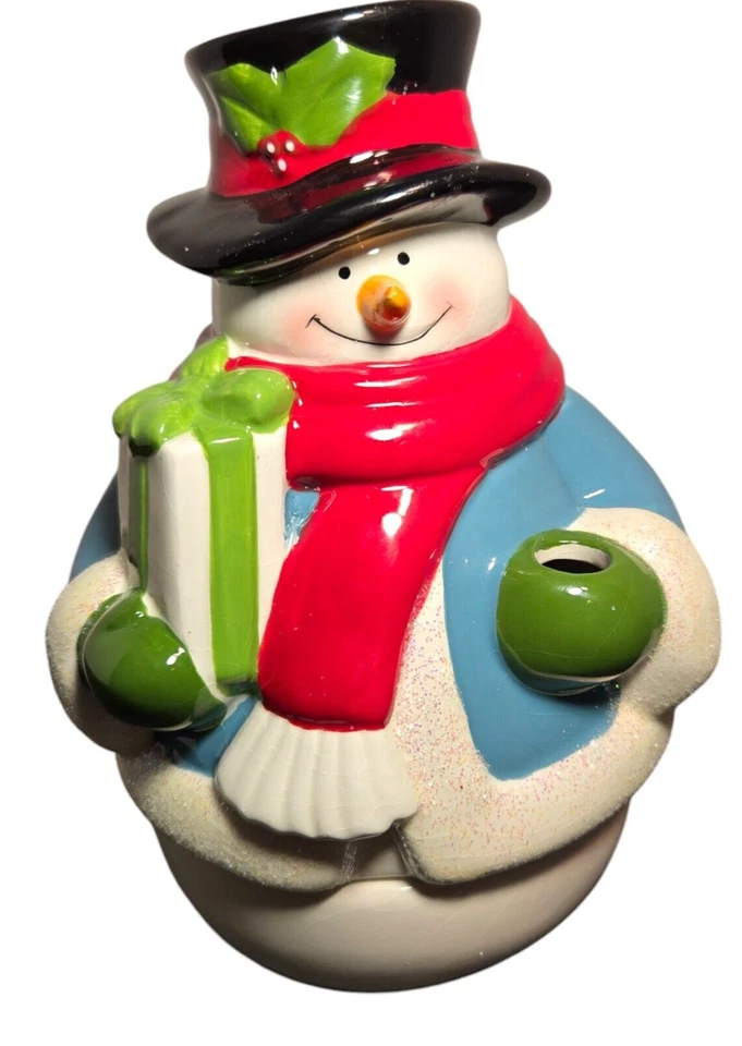 Avon 2008 Ceramic 2 piece Snoman Christmas Holidays Reed Diffuser Holiday Decor - Image 1 of 4