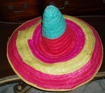 LARGE MEXICAN STRAW COSTUME PARADE SHOW STAGE PERFORMANCE HAT SOMBRERO - Image 1 of 4