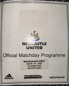 Very Rare Newcastle v West Bromwich Albion 2002 Braille Programme - Picture 1 of 4
