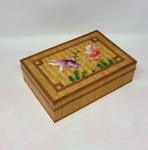 Caja de baratijas vintage años 60, caja de ratas, decoración de peces Kio peces criados, bambú - Imagen 1 de 9